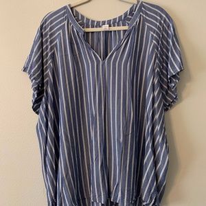 Striped V Neck Blouse